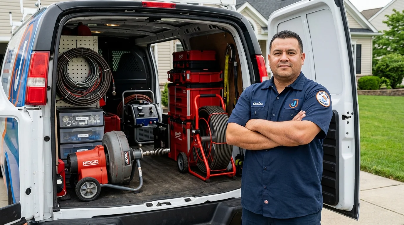 Professional drain cleaning equipment and Johns Plumbing LLC plumber in Ponte Vedra Beach