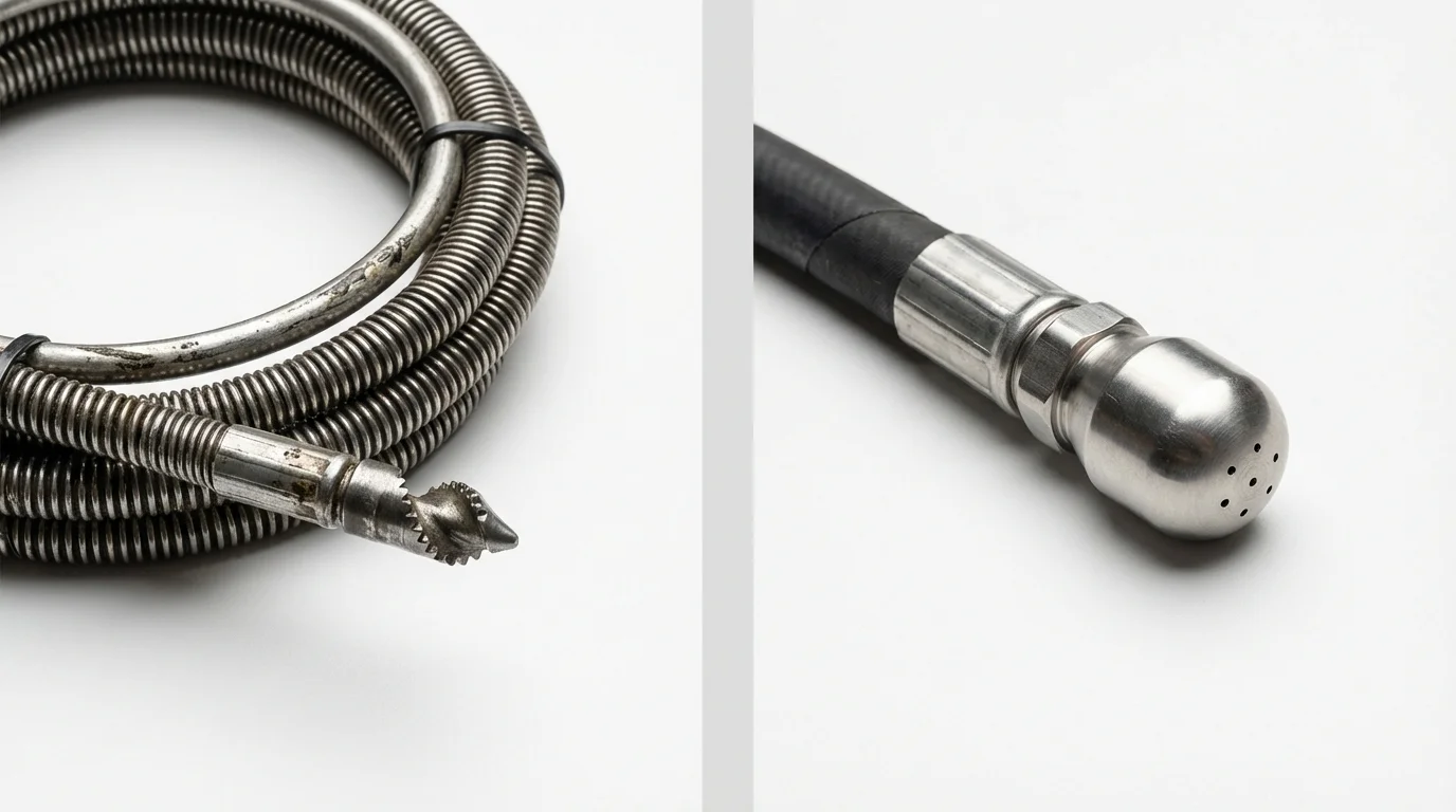 Drain snake cable and hydro jetting nozzle used for drain cleaning in Ponte Vedra Beach, FL