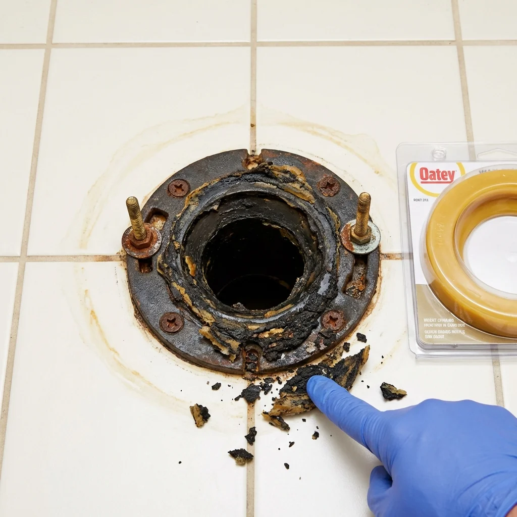 Failed wax ring showing water seepage at the base of a toilet in a Ponte Vedra Beach, FL home