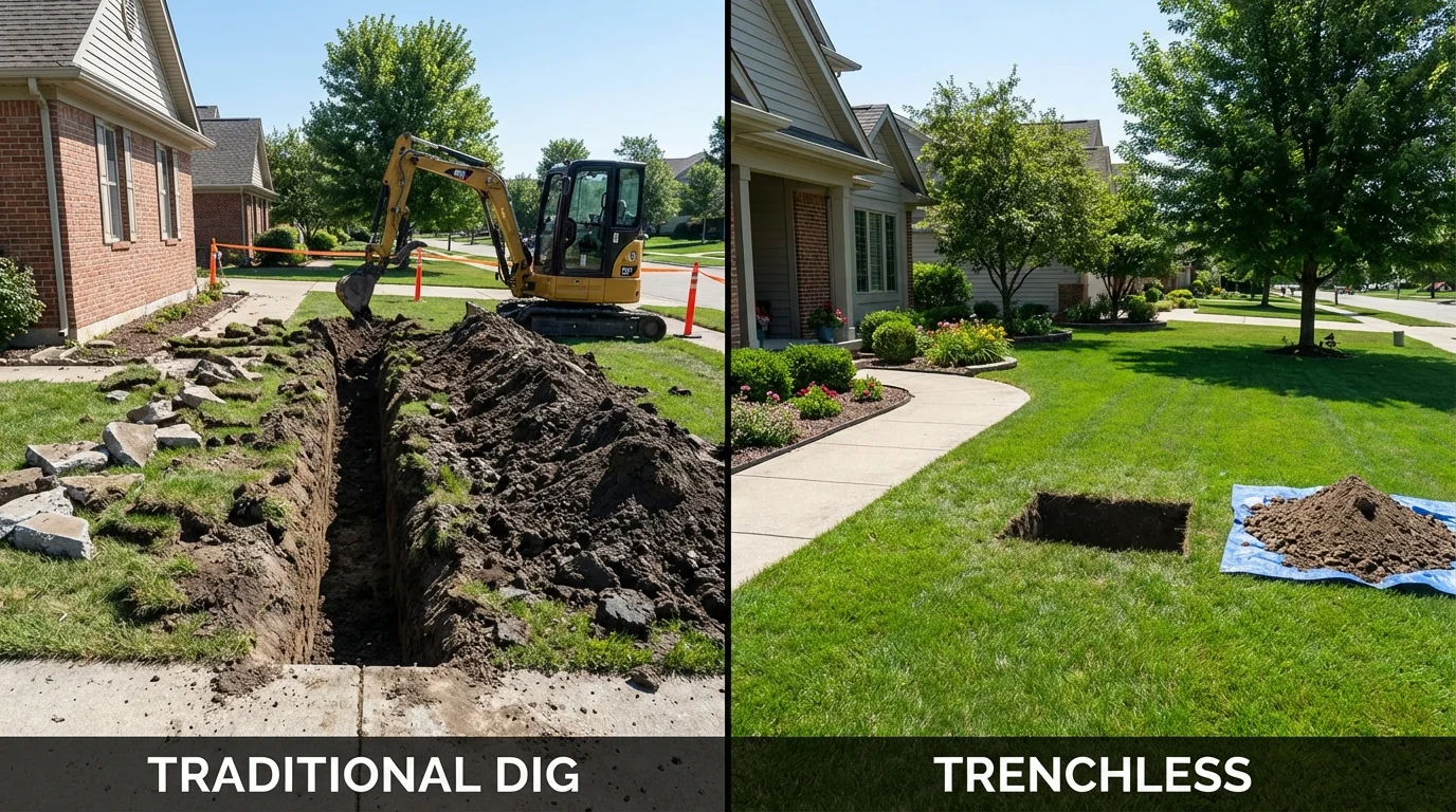 Trenchless sewer repair with minimal yard damage versus traditional excavation in Ponte Vedra Beach, FL